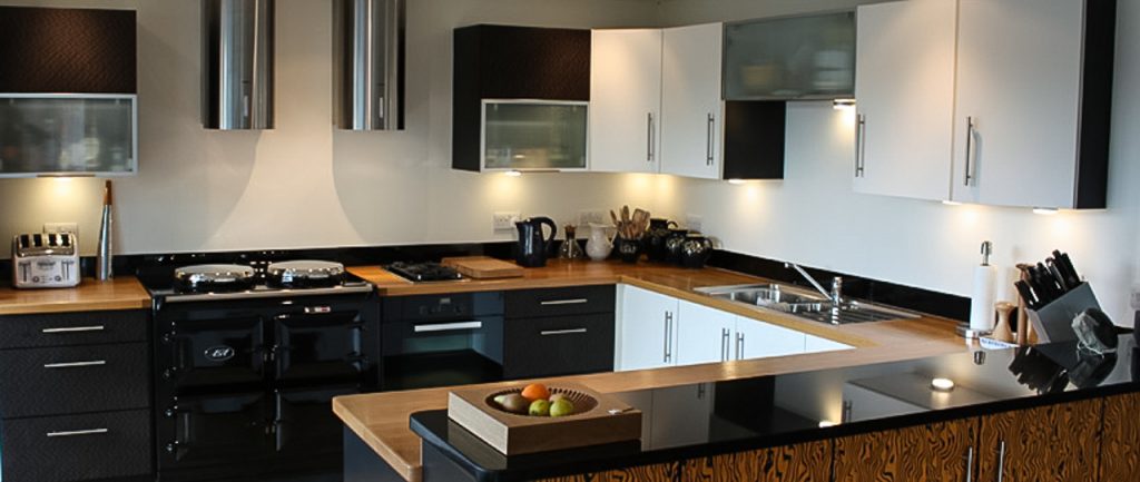 Oak worktop with AGA