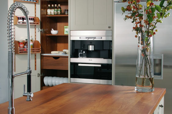 Iroko worktop with chef's tap